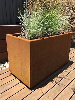 Modern Outdoor Rectangular Corten Steel Planter