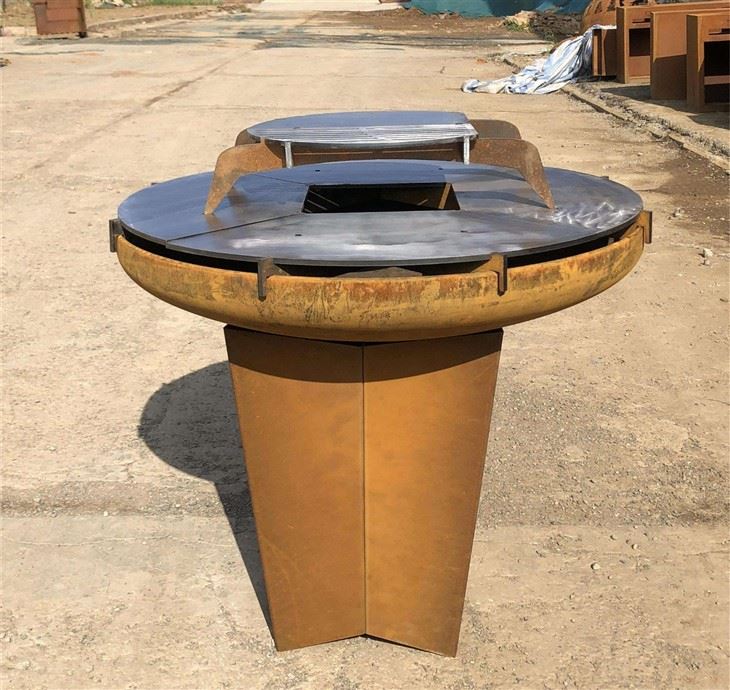 Wooden Burning Garden Corten Steel Bbq Grill